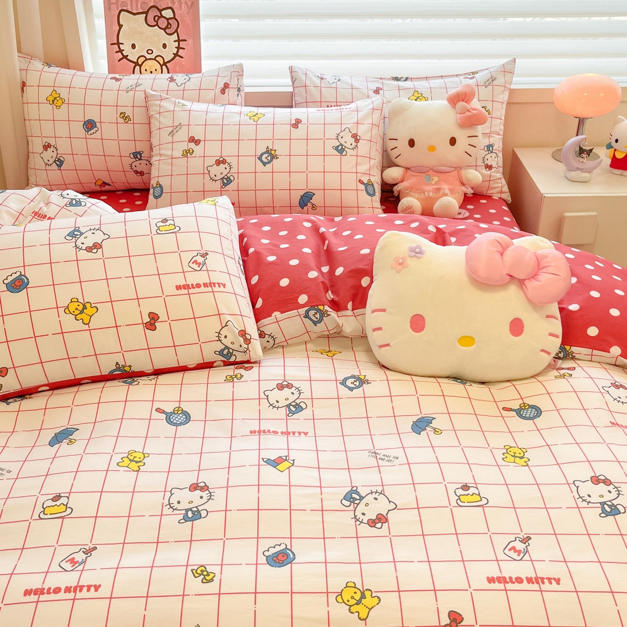 91家纺网 家纺一手货源 找家纺 暮思家居 2026新款正版授权三丽鸥全棉纯棉四件套系列-第二批 运动凯蒂