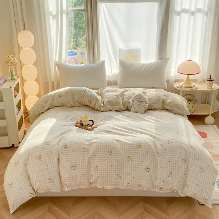 91家纺网 家纺一手货源 找家纺 朵安家纺 2026春夏新款12868全棉纯棉斜纹印花四件套 星园木马