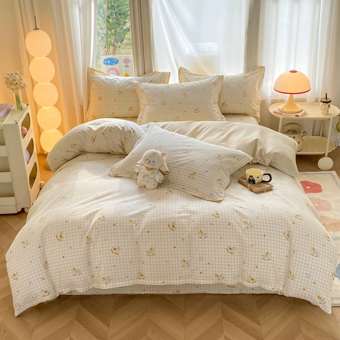 91家纺网 家纺一手货源 找家纺 朵安家纺 2026春夏新款12868全棉纯棉斜纹印花四件套 星园木马