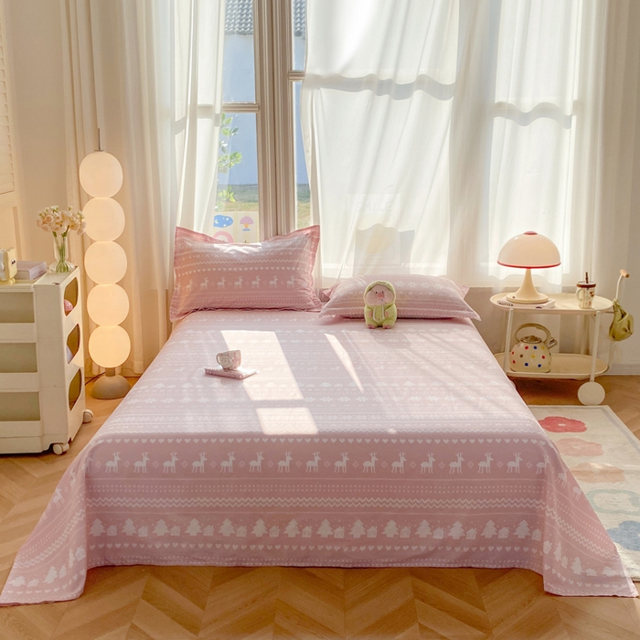 91家纺网 家纺一手货源 找家纺 朵安家纺 2026春夏新款12868全棉纯棉斜纹印花四件套 雪国风情