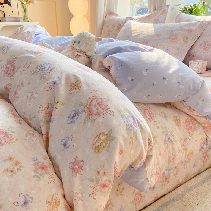 朵安家纺 2026春夏新款12868全棉纯棉斜纹印花四件套 艳影花都