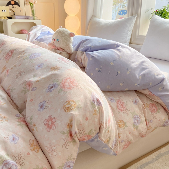 91家纺网 家纺一手货源 找家纺 朵安家纺 2026春夏新款12868全棉纯棉斜纹印花四件套 艳影花都