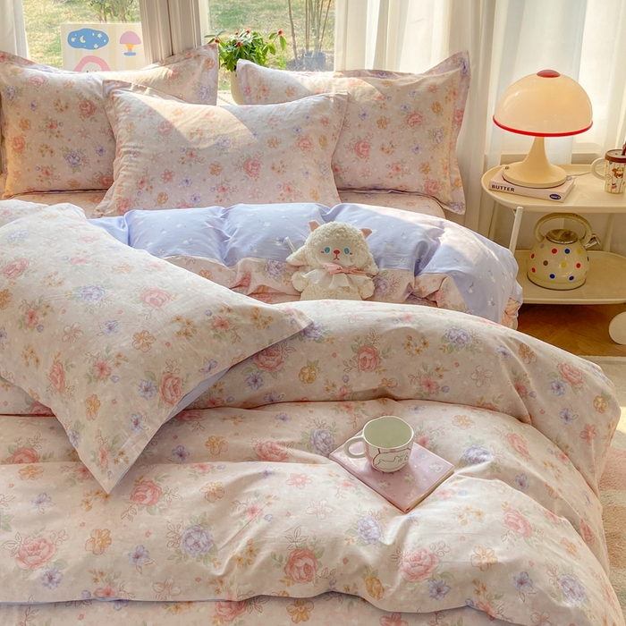 91家纺网 家纺一手货源 找家纺 朵安家纺 2026春夏新款12868全棉纯棉斜纹印花四件套 艳影花都