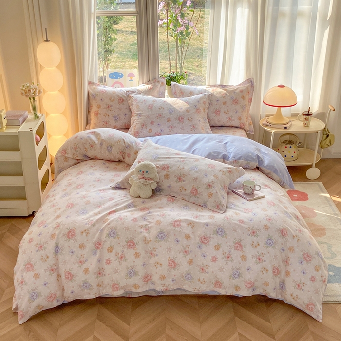 91家纺网 家纺一手货源 找家纺 朵安家纺 2026春夏新款12868全棉纯棉斜纹印花四件套 艳影花都