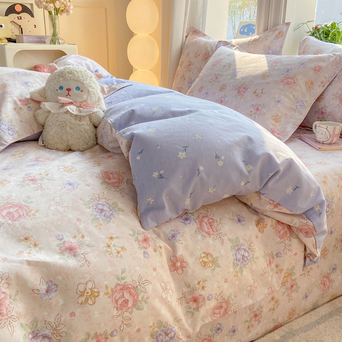 91家纺网 家纺一手货源 找家纺 朵安家纺 2026春夏新款12868全棉纯棉斜纹印花四件套 艳影花都