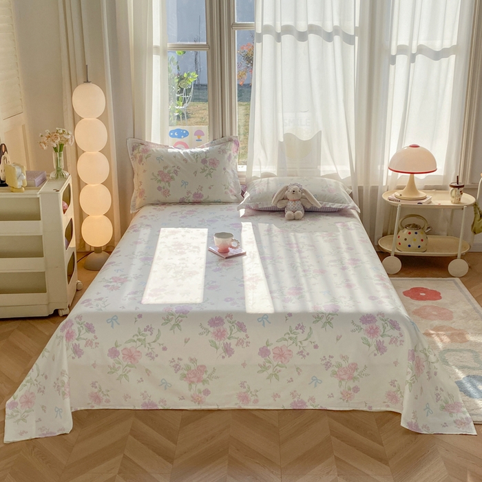 91家纺网 家纺一手货源 找家纺 朵安家纺 2026春夏新款12868全棉纯棉斜纹印花单床单 床单单件 花清雅香