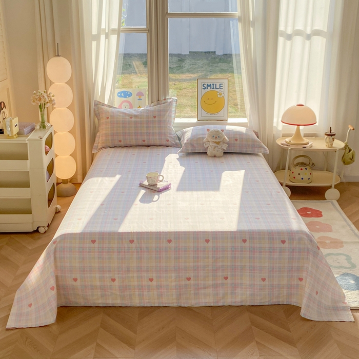 91家纺网 家纺一手货源 找家纺 朵安家纺 2026春夏新款12868全棉纯棉斜纹印花单床单 床单单件 加州甜心