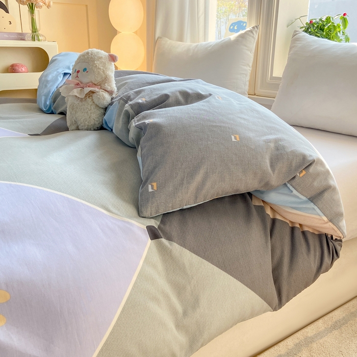 91家纺网 家纺一手货源 找家纺 朵安家纺 2026春夏新款12868全棉纯棉斜纹印花四件套 英伦晨光