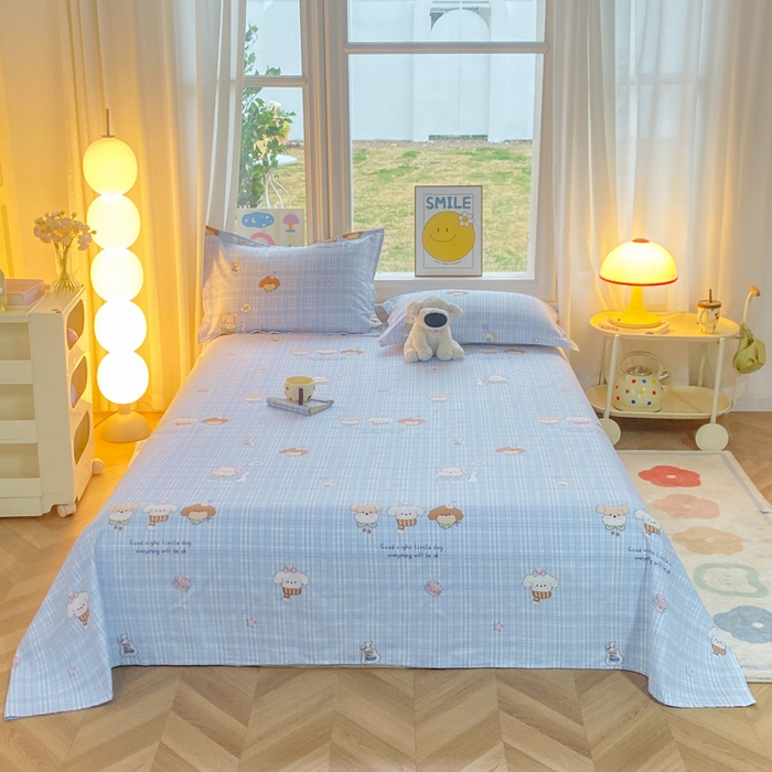 朵安家纺 2026春夏新款12868全棉纯棉斜纹印花单床单 床单单件 萌宠派对