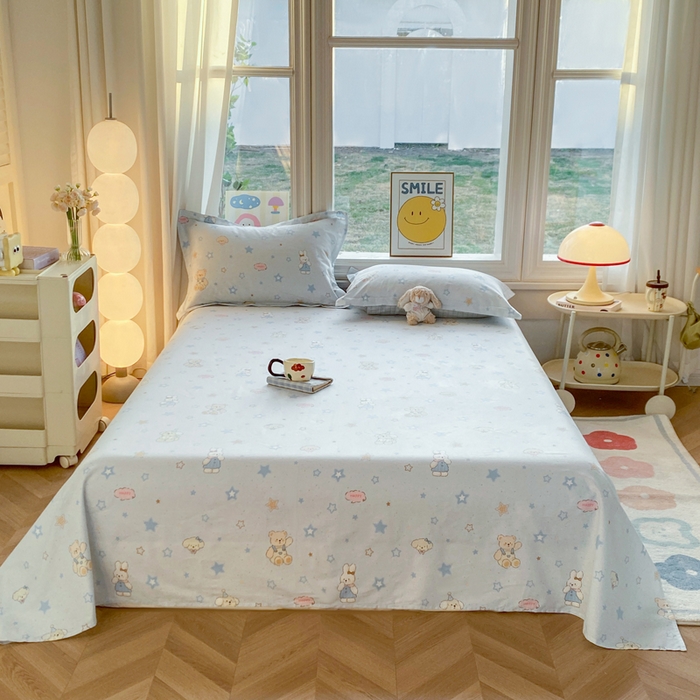 朵安家纺 2026春夏新款12868全棉纯棉斜纹印花单床单 床单单件 童话星晴