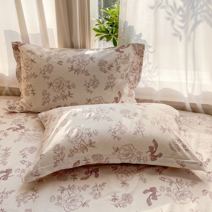 91家纺网 家纺一手货源 找家纺 （总）朵安家纺 2026春夏新款12868全棉纯棉斜纹印花单枕套 枕套单件