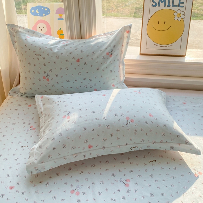 朵安家纺 2026春夏新款12868全棉纯棉斜纹印花单枕套 枕套单件 海盐樱桃