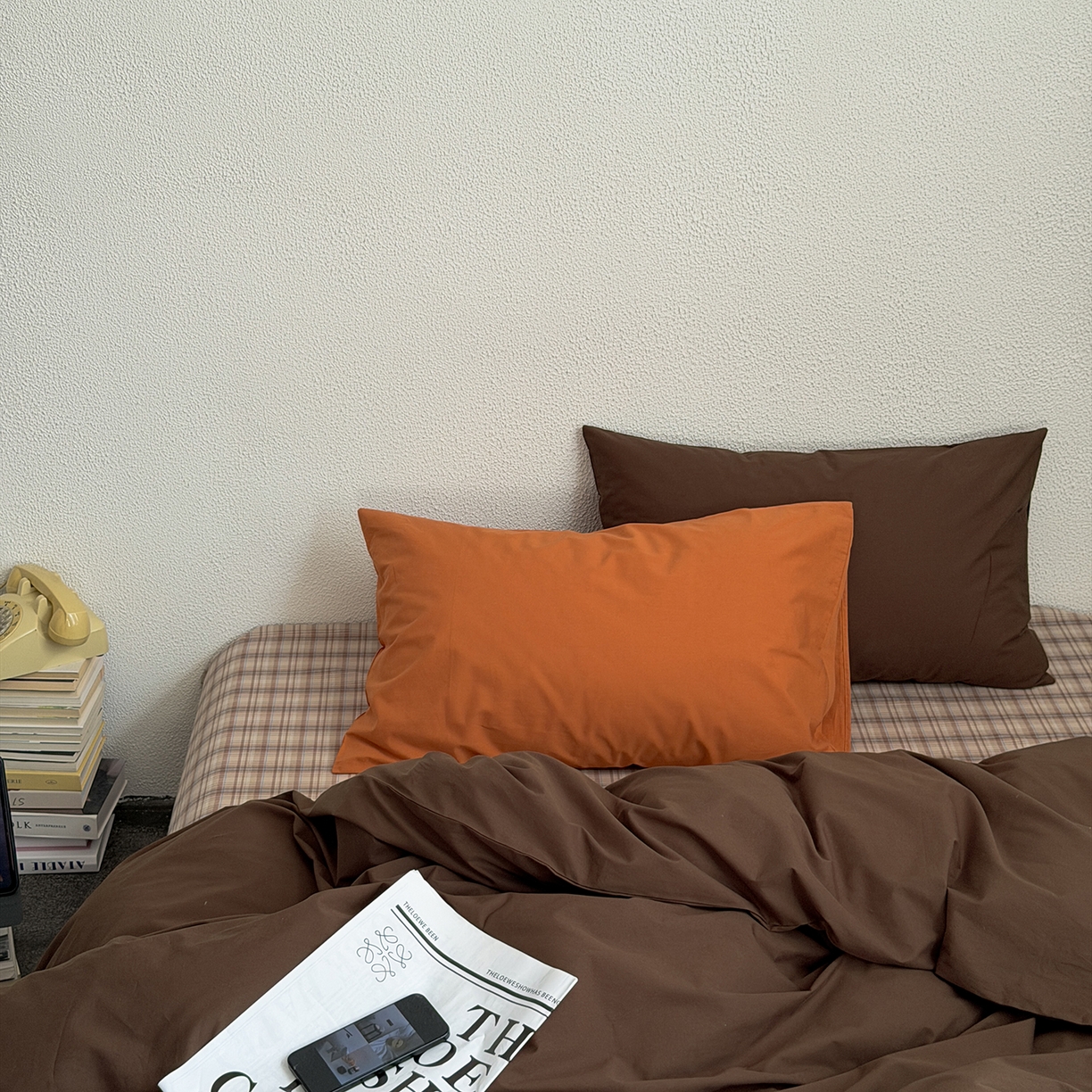 91家纺网 家纺一手货源 找家纺 蜜宿 2026新款全棉40s水洗棉四件套-摩卡可可 摩卡可可（枕套南瓜泥+可可棕）