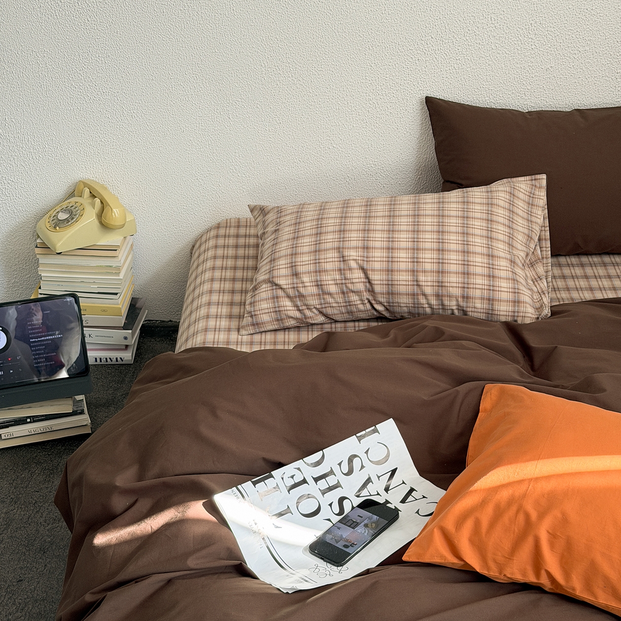 91家纺网 家纺一手货源 找家纺 （总）蜜宿 2026新款全棉40s水洗棉四件套-摩卡可可