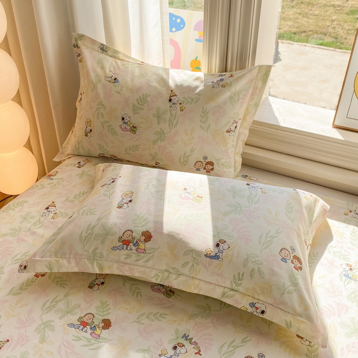 朵安家纺 2026春夏新款12868全棉纯棉斜纹印花单枕套 枕套单件 史努比聚会