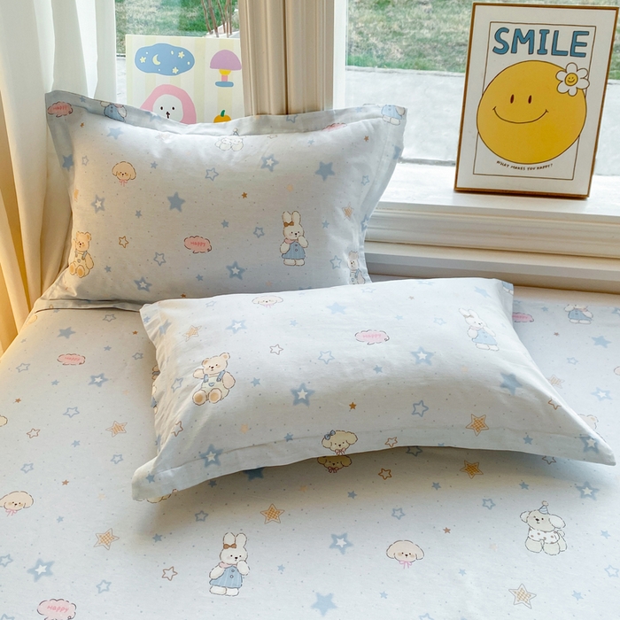 朵安家纺 2026春夏新款12868全棉纯棉斜纹印花单枕套 枕套单件 童话星晴