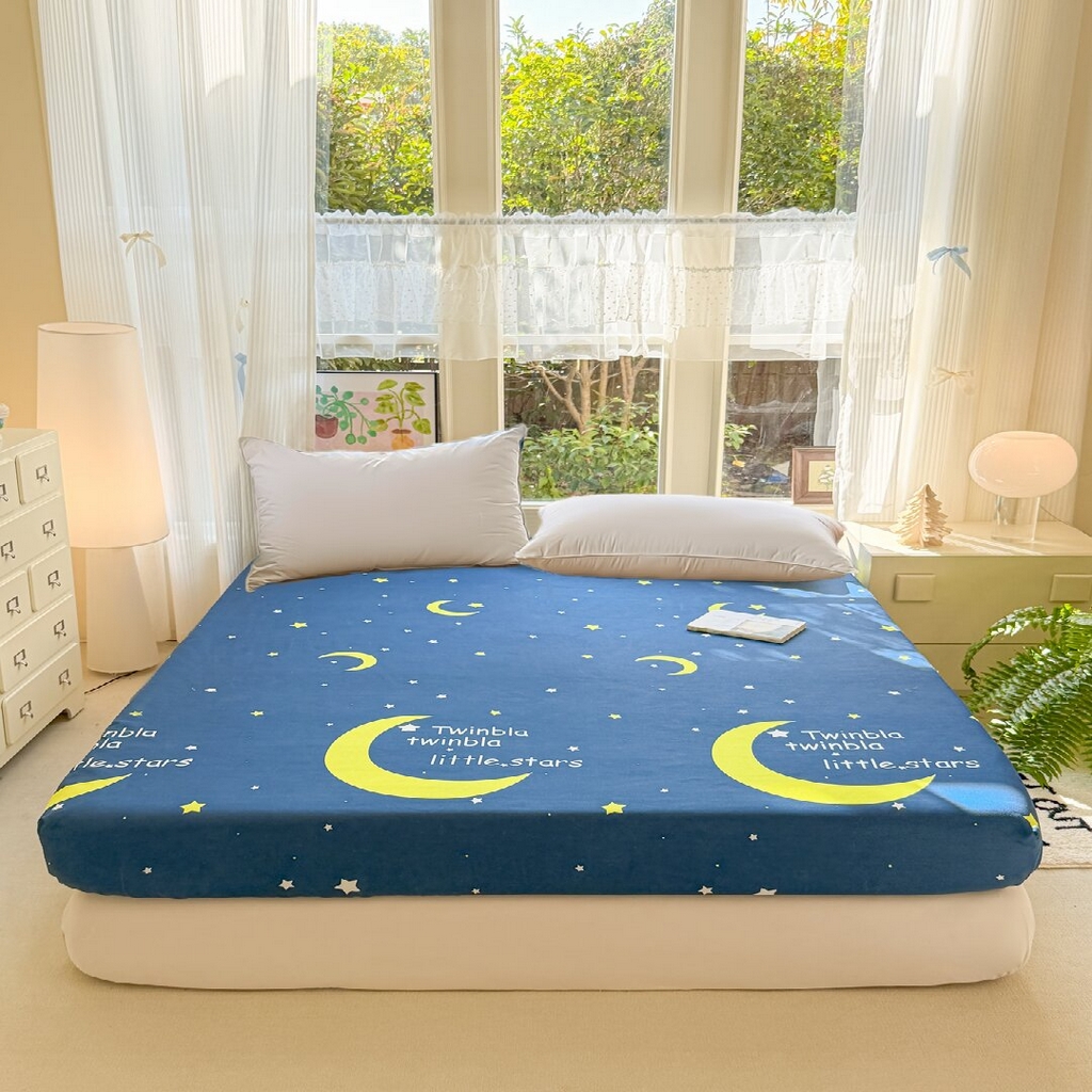 91家纺网 家纺一手货源 找家纺 赫然家纺 2026新款芦荟棉单品床笠系列 月色星空