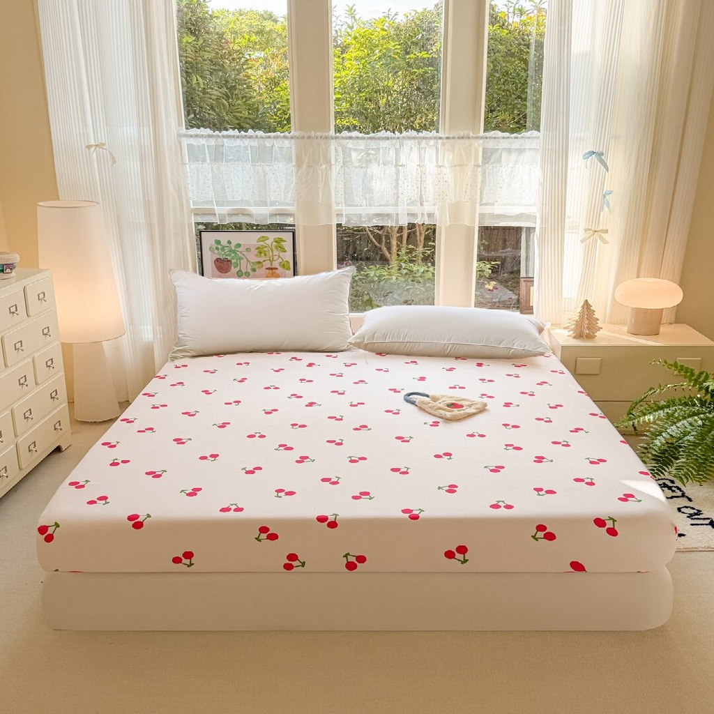 91家纺网 家纺一手货源 找家纺 赫然家纺 2026新款芦荟棉单品床笠系列 小樱桃