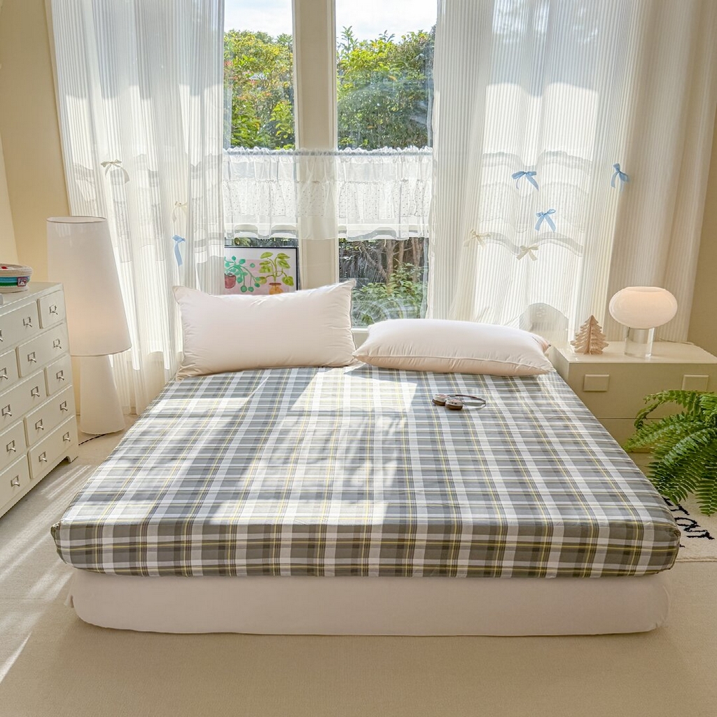 91家纺网 家纺一手货源 找家纺 赫然家纺 2026新款芦荟棉单品床笠系列 灰诺西