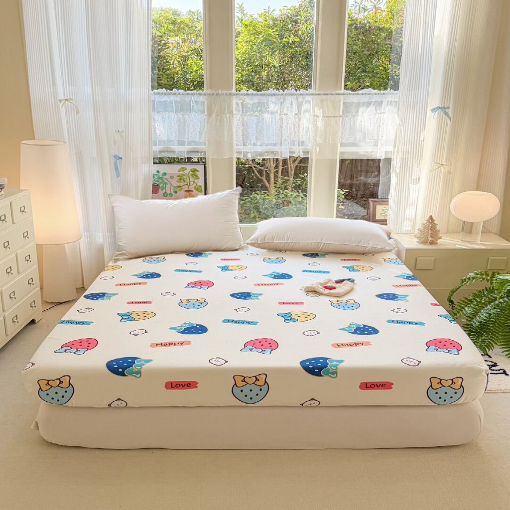 91家纺网 家纺一手货源 找家纺 赫然家纺 2026新款芦荟棉单品床笠系列 草莓乐园