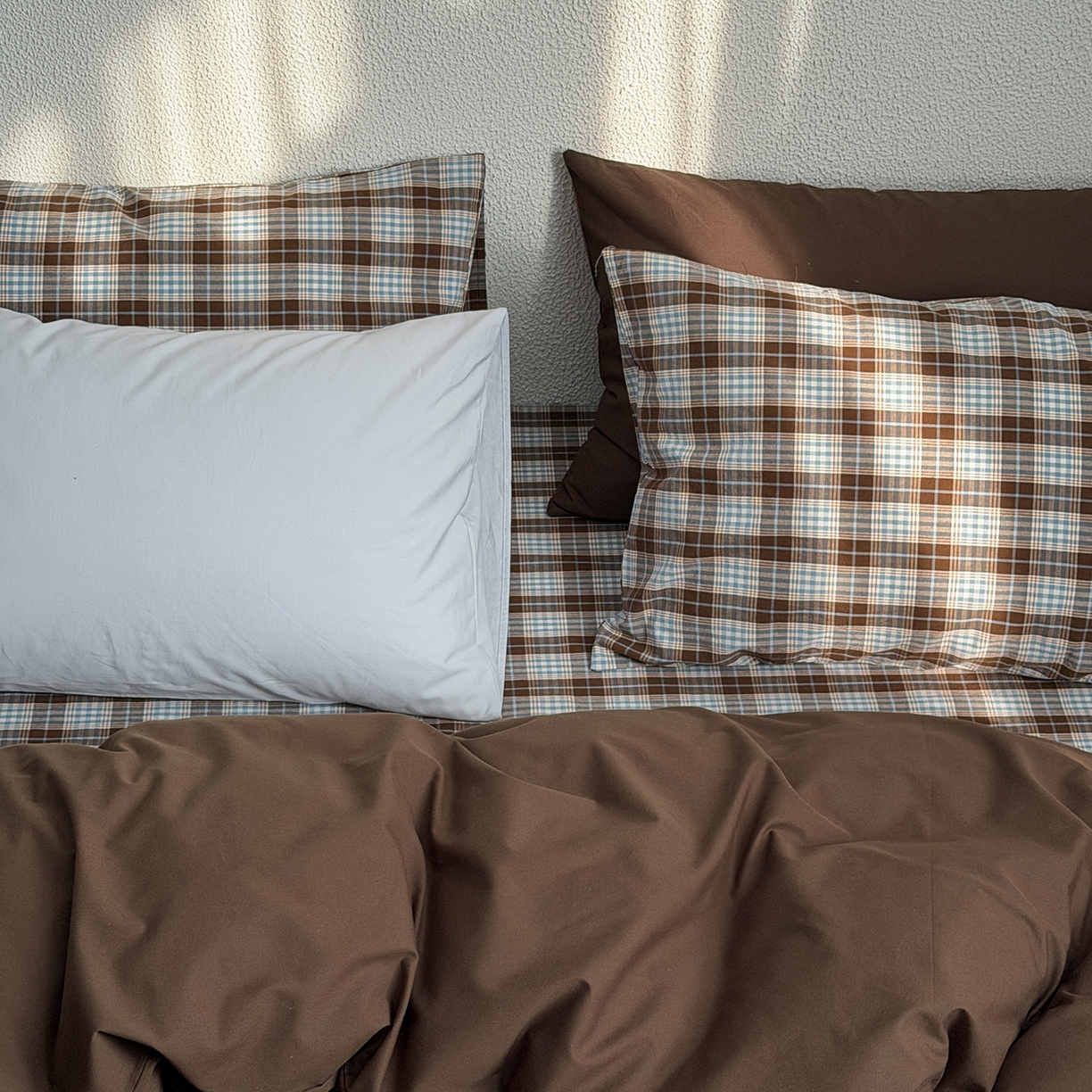 91家纺网 家纺一手货源 找家纺 蜜宿 2026新款全棉40s水洗棉四件套-西西里岛 西西里岛（枕套格纹）