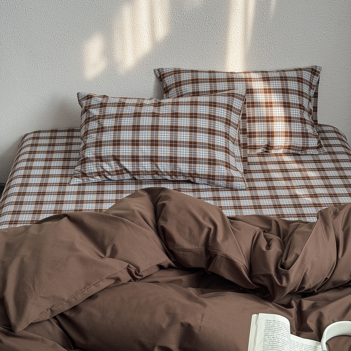 91家纺网 家纺一手货源 找家纺 蜜宿 2026新款全棉40s水洗棉四件套-西西里岛 西西里岛（枕套格纹）