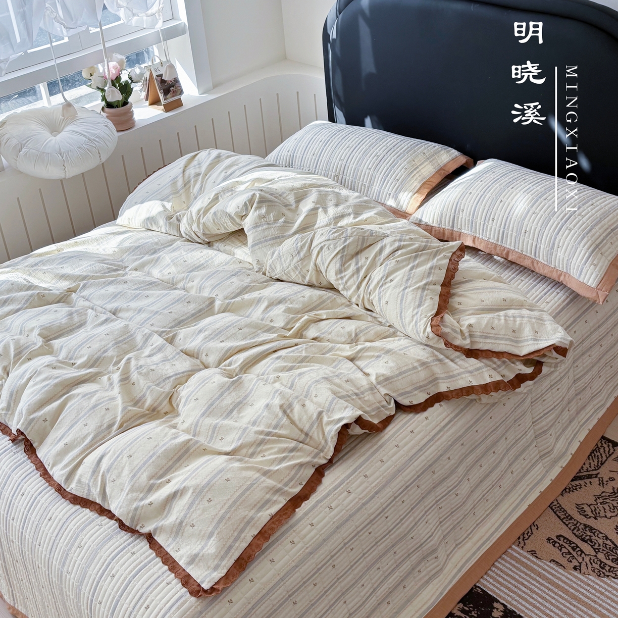 91家纺网 家纺一手货源 找家纺 （总）明玉家纺馆 2026新款古法水洗仿棉床盖四件套