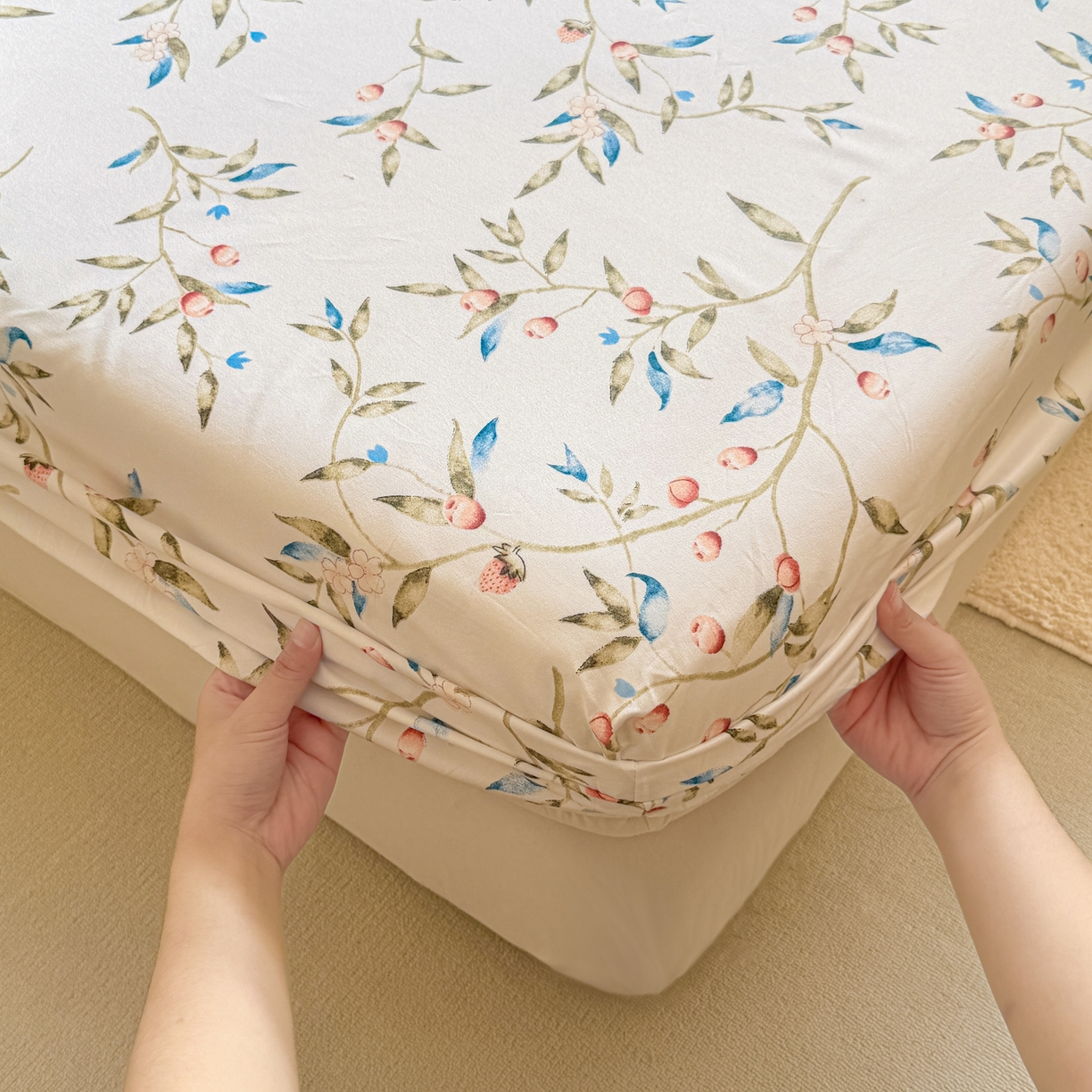 91家纺网 家纺一手货源 找家纺 赫然家纺 2026新款芦荟棉单品床笠系列 春晓