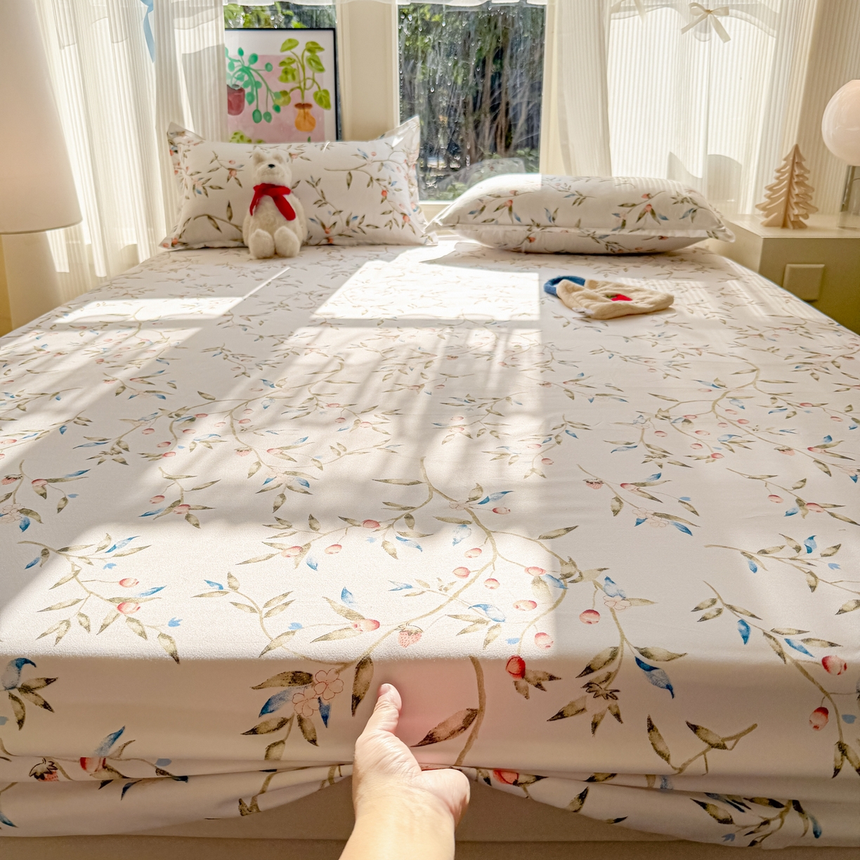 91家纺网 家纺一手货源 找家纺 赫然家纺 2026新款芦荟棉单品床笠系列 春晓