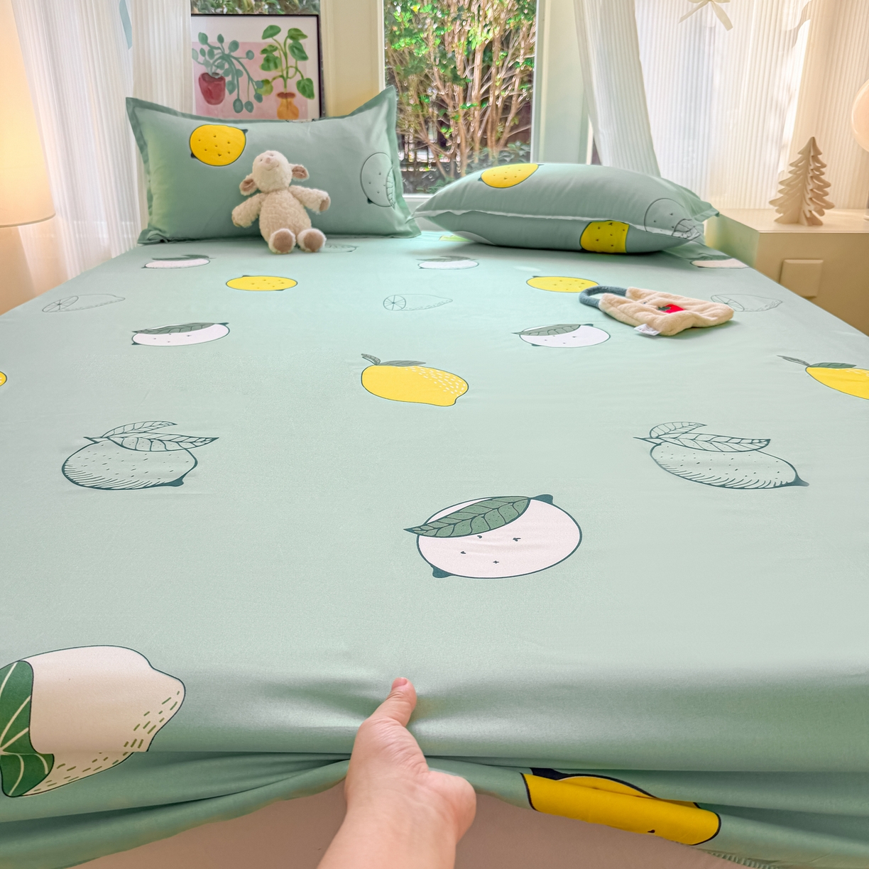 91家纺网 家纺一手货源 找家纺 赫然家纺 2026新款芦荟棉单品床笠系列 清新夏日