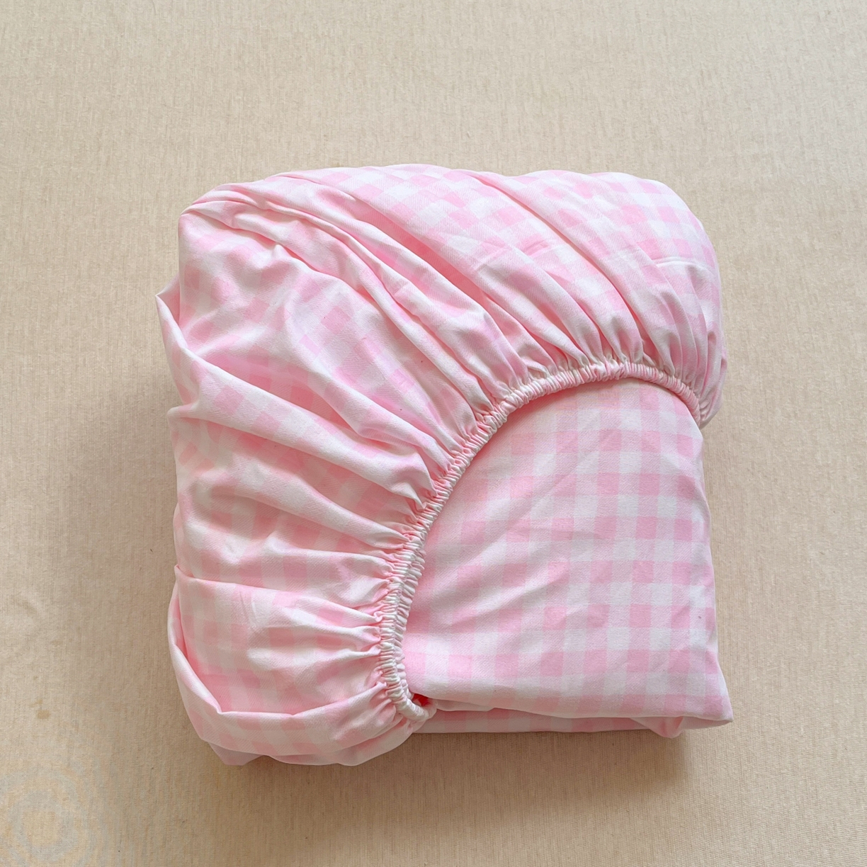 赫然家纺 2026新款芦荟棉单品床笠系列 浅粉格