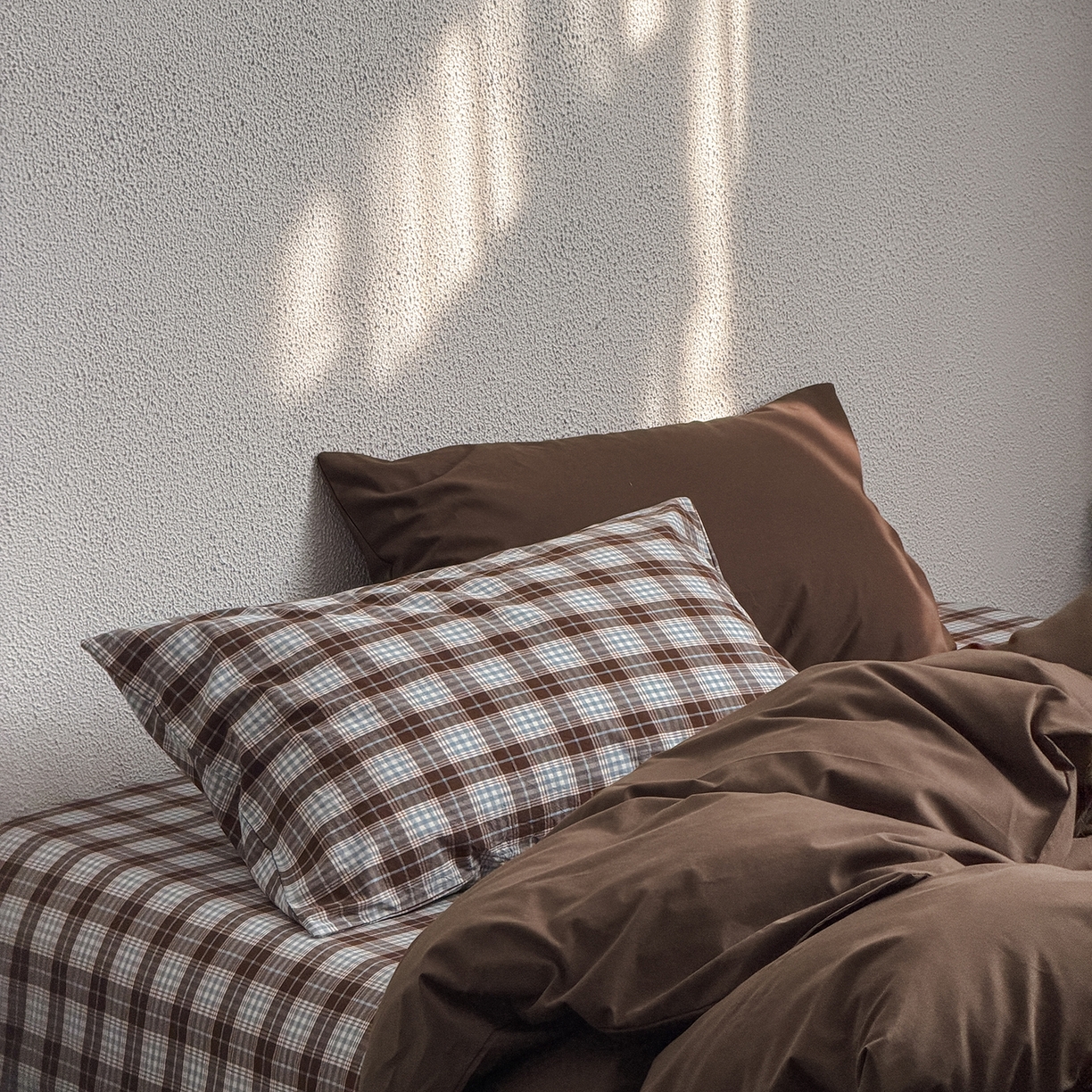 91家纺网 家纺一手货源 找家纺 蜜宿 2026新款全棉40s水洗棉四件套-西西里岛 西西里岛（枕套格纹+微蓝）