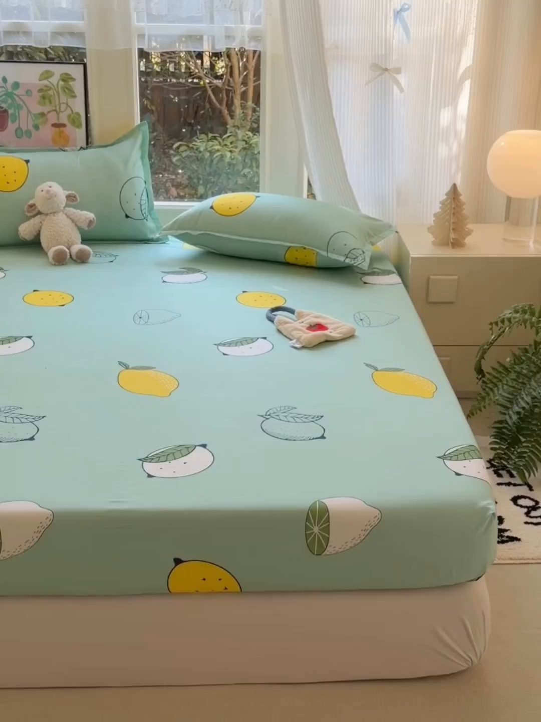 91家纺网 家纺一手货源 找家纺 赫然家纺 2026新款芦荟棉单品床笠系列 清新夏日