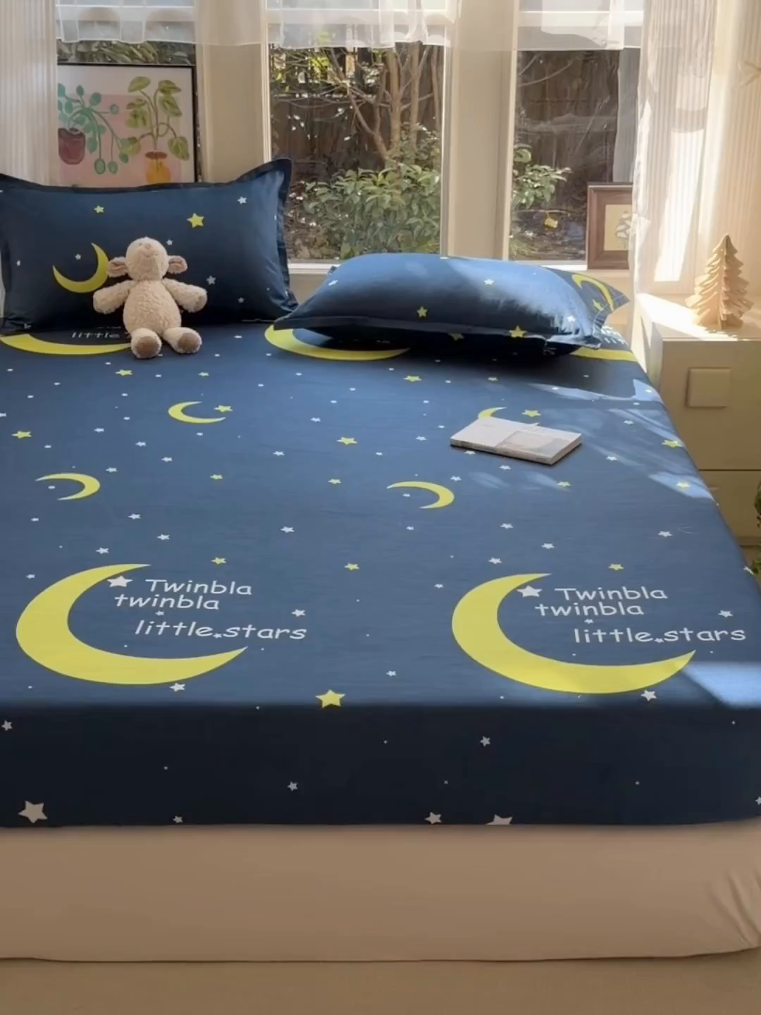 91家纺网 家纺一手货源 找家纺 赫然家纺 2026新款芦荟棉单品床笠系列 月色星空