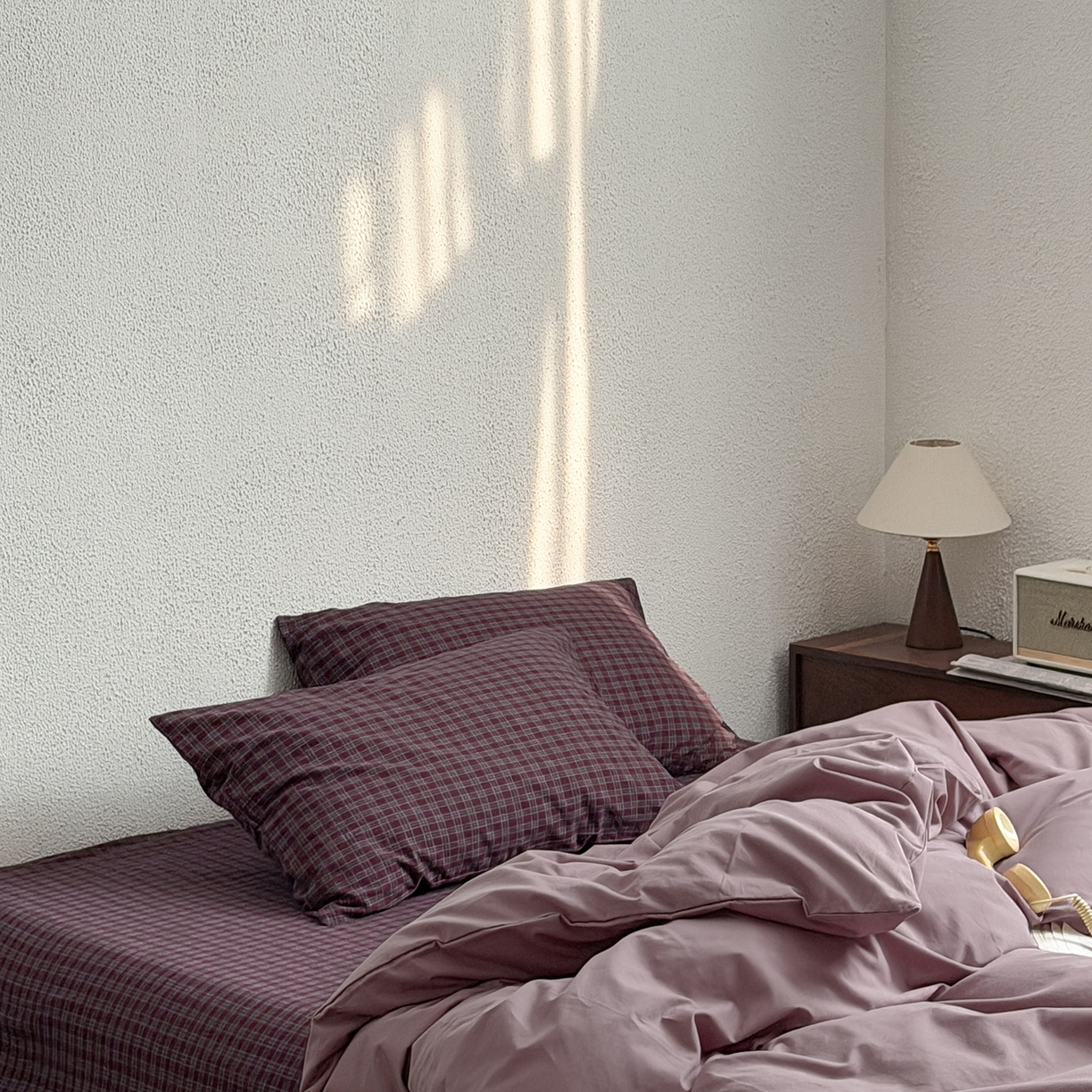 91家纺网 家纺一手货源 找家纺 蜜宿 2026新款全棉40s水洗棉四件套-紫雾海 紫雾海（枕套格纹）