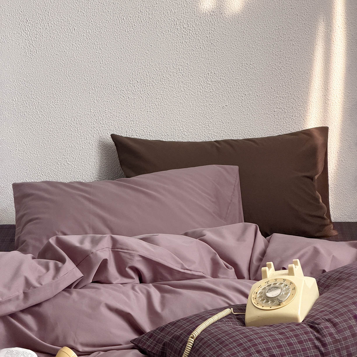 91家纺网 家纺一手货源 找家纺 蜜宿 2026新款全棉40s水洗棉四件套-紫雾海 紫雾海（枕套格纹）