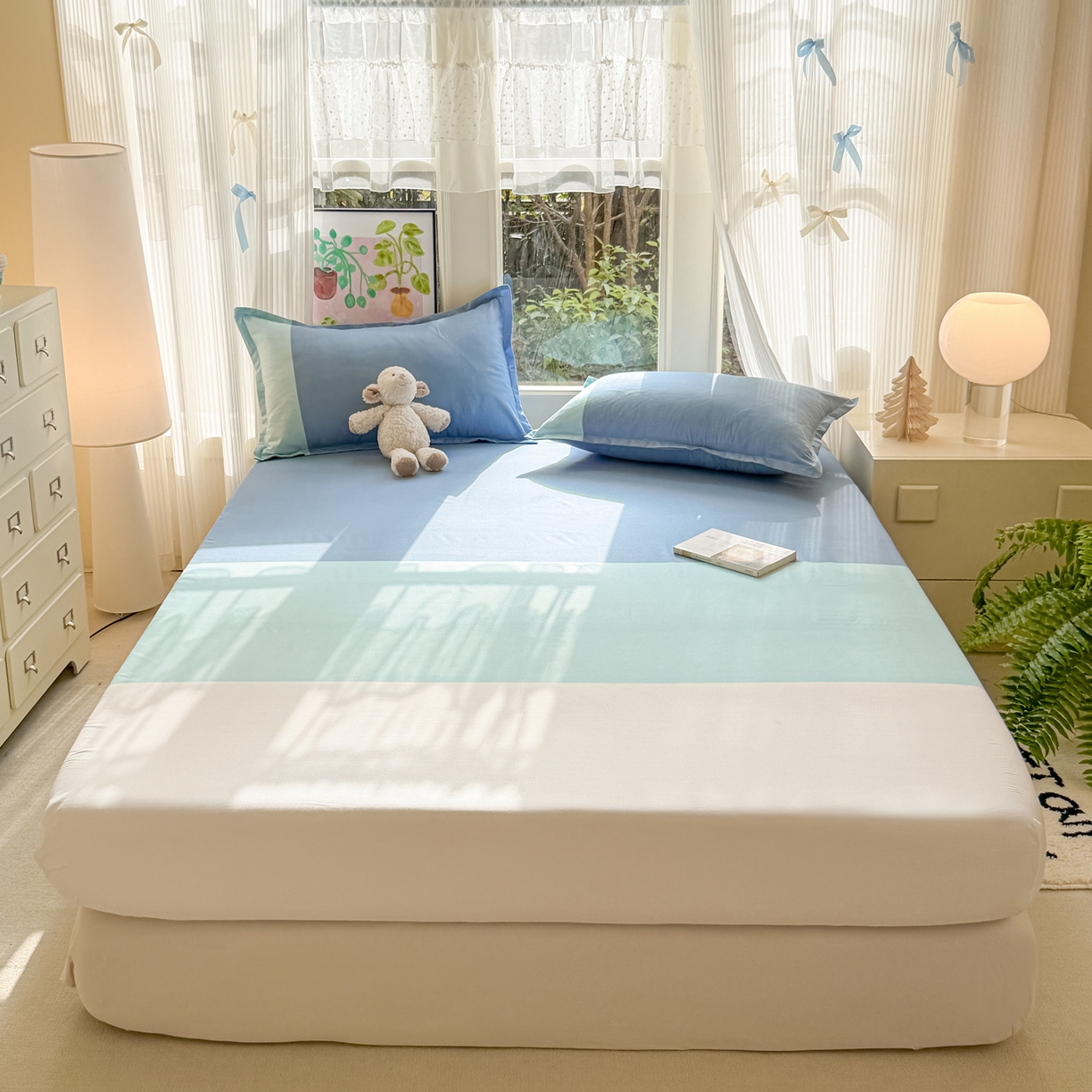 91家纺网 家纺一手货源 找家纺 （总）赫然家纺 2026新款芦荟棉床笠三件套（床笠+枕套）