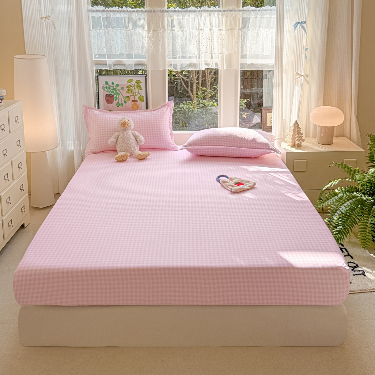 91家纺网 家纺一手货源 找家纺 （总）赫然家纺 2026新款芦荟棉床笠三件套（床笠+枕套）