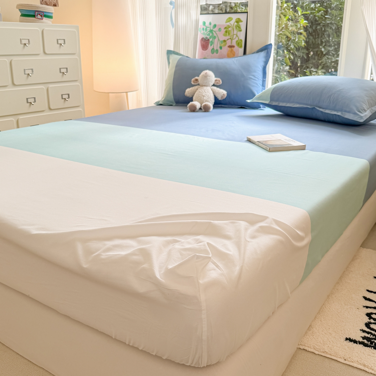 91家纺网 家纺一手货源 找家纺 赫然家纺 2026新款芦荟棉床笠三件套（床笠+枕套） 江兰