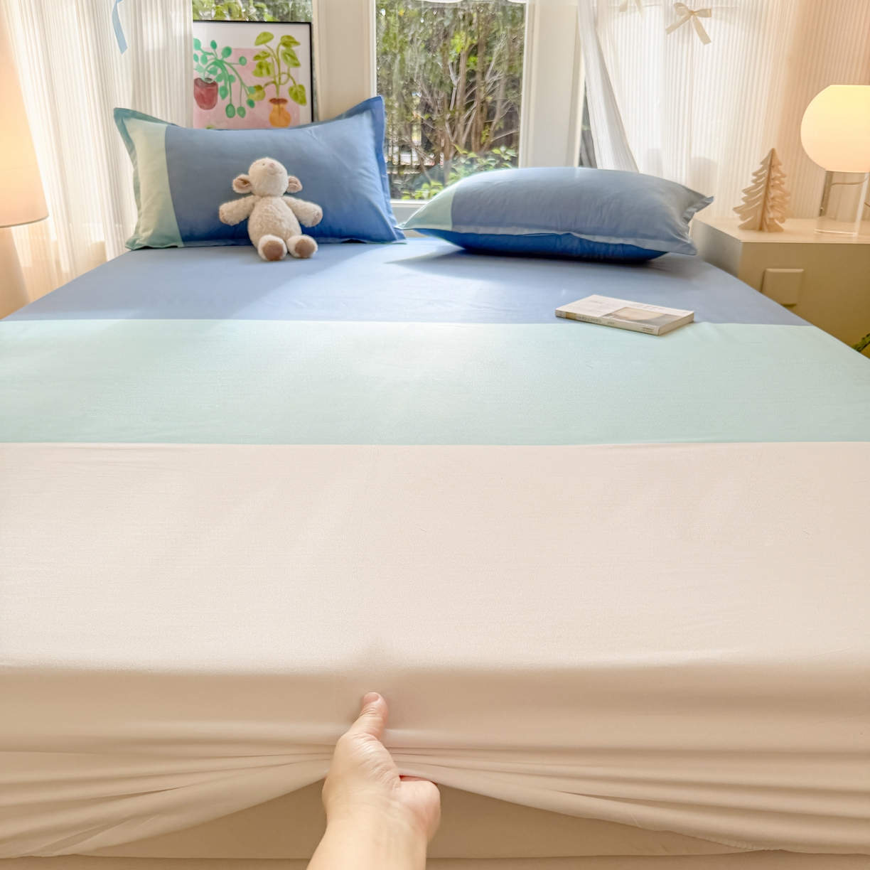 91家纺网 家纺一手货源 找家纺 赫然家纺 2026新款芦荟棉床笠三件套（床笠+枕套） 江兰