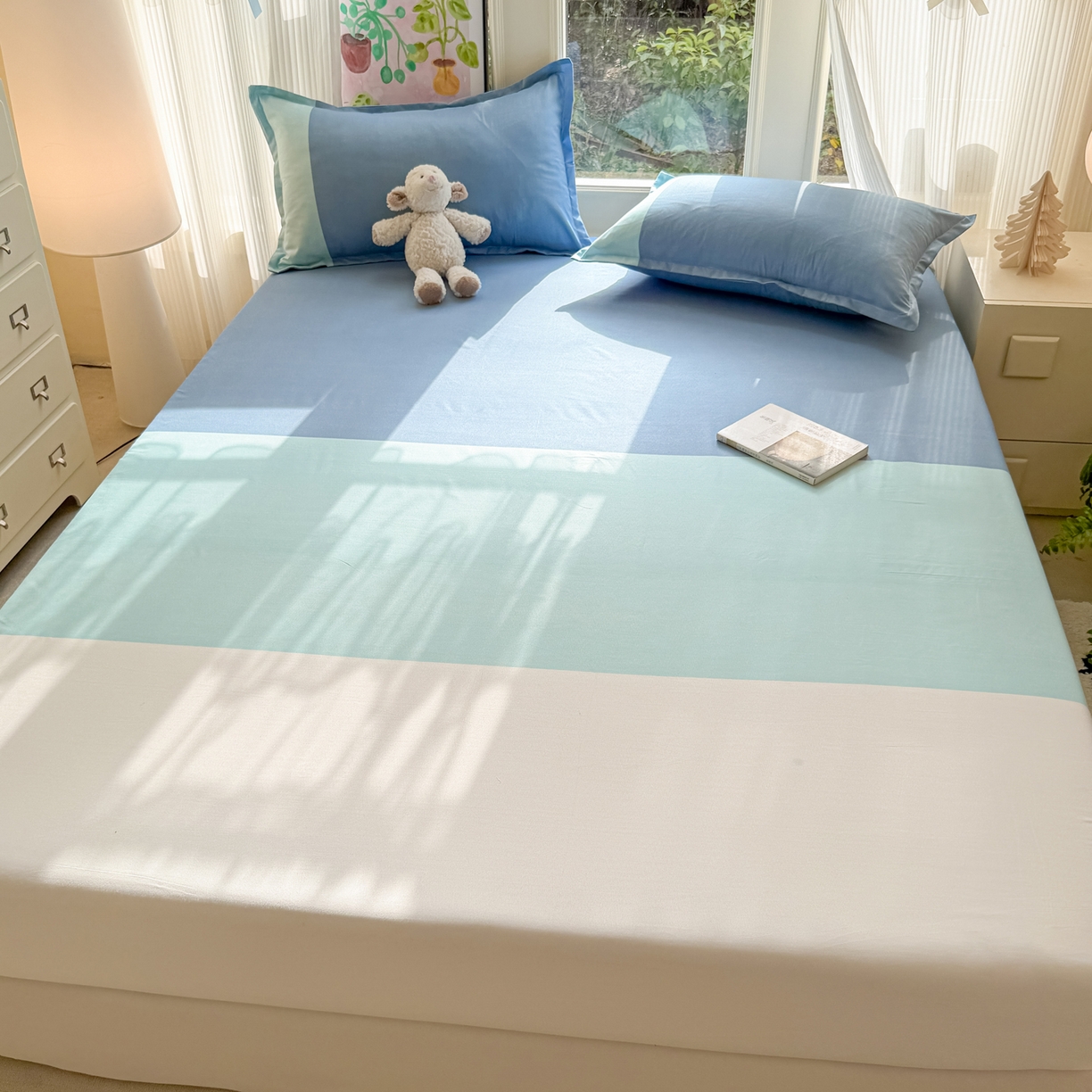 91家纺网 家纺一手货源 找家纺 赫然家纺 2026新款芦荟棉床笠三件套（床笠+枕套） 江兰