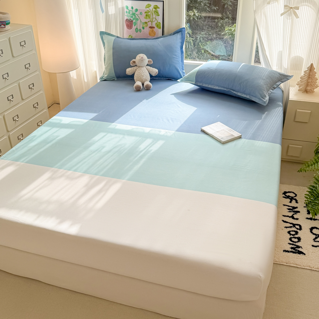 91家纺网 家纺一手货源 找家纺 赫然家纺 2026新款芦荟棉床笠三件套（床笠+枕套） 江兰