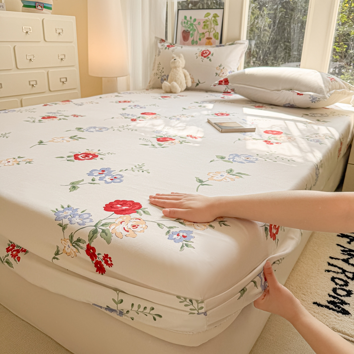 91家纺网 家纺一手货源 找家纺 赫然家纺 2026新款芦荟棉床笠三件套（床笠+枕套） 梦心语