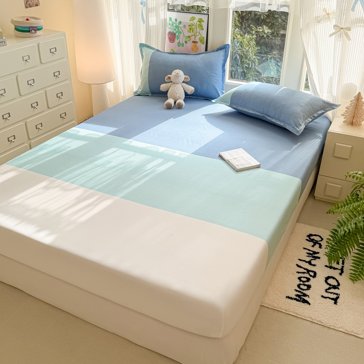 91家纺网 家纺一手货源 找家纺 赫然家纺 2026新款芦荟棉床笠三件套（床笠+枕套） 江兰