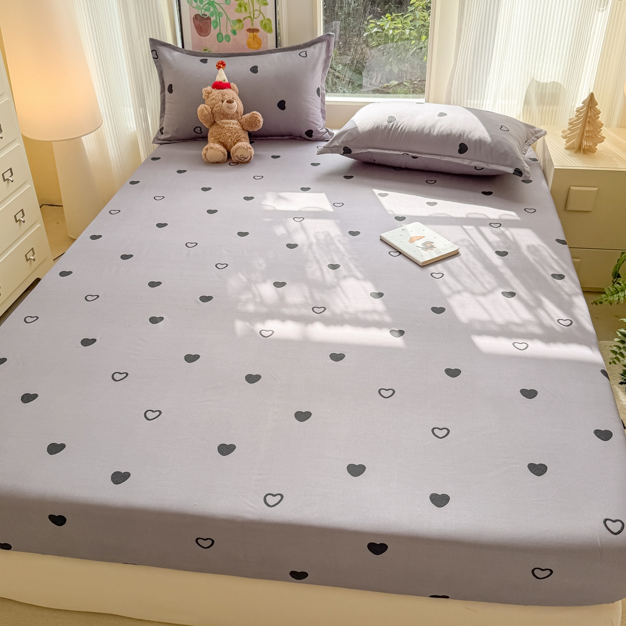 91家纺网 家纺一手货源 找家纺 赫然家纺 2026新款芦荟棉床笠三件套（床笠+枕套） 小幸运