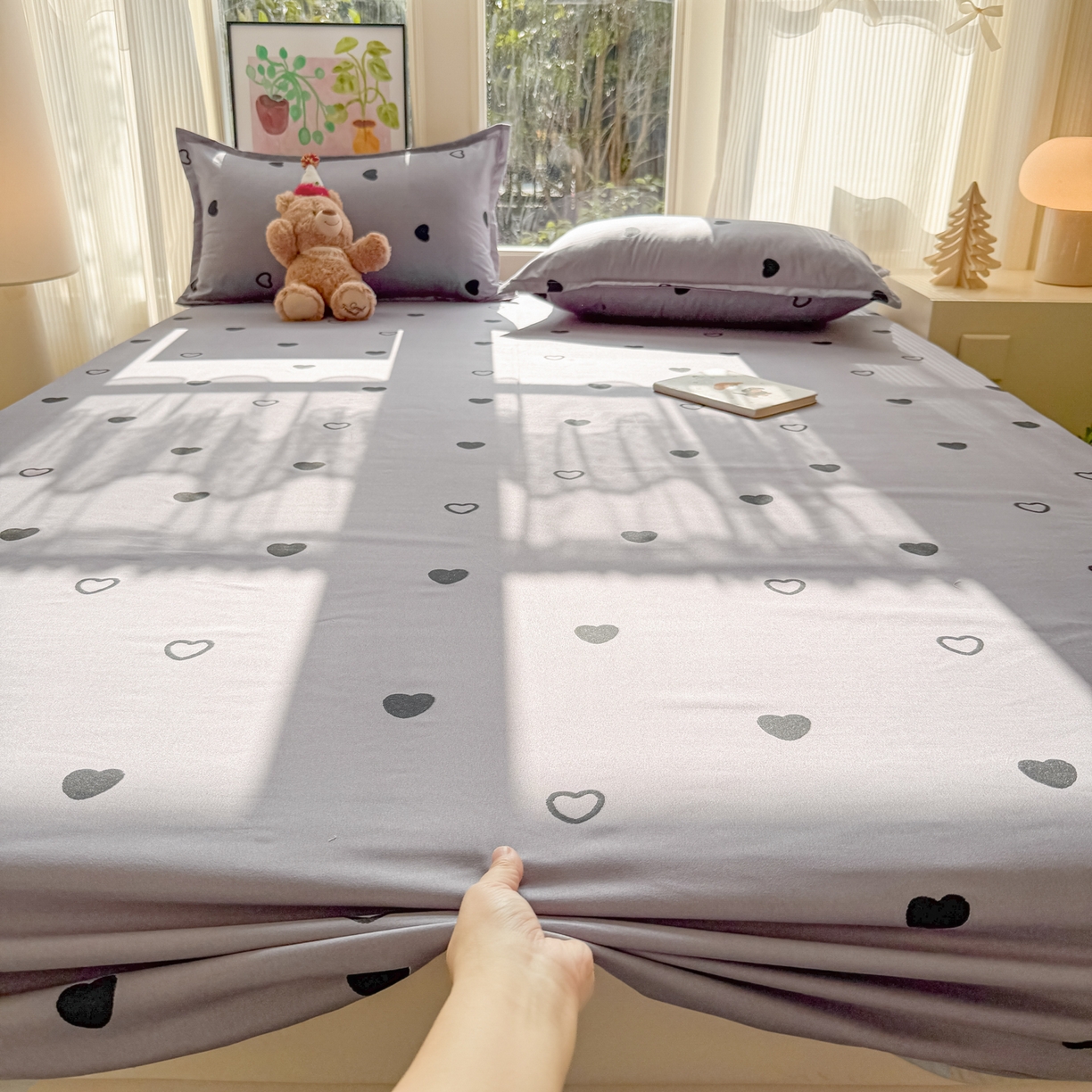 91家纺网 家纺一手货源 找家纺 赫然家纺 2026新款芦荟棉床笠三件套（床笠+枕套） 小幸运