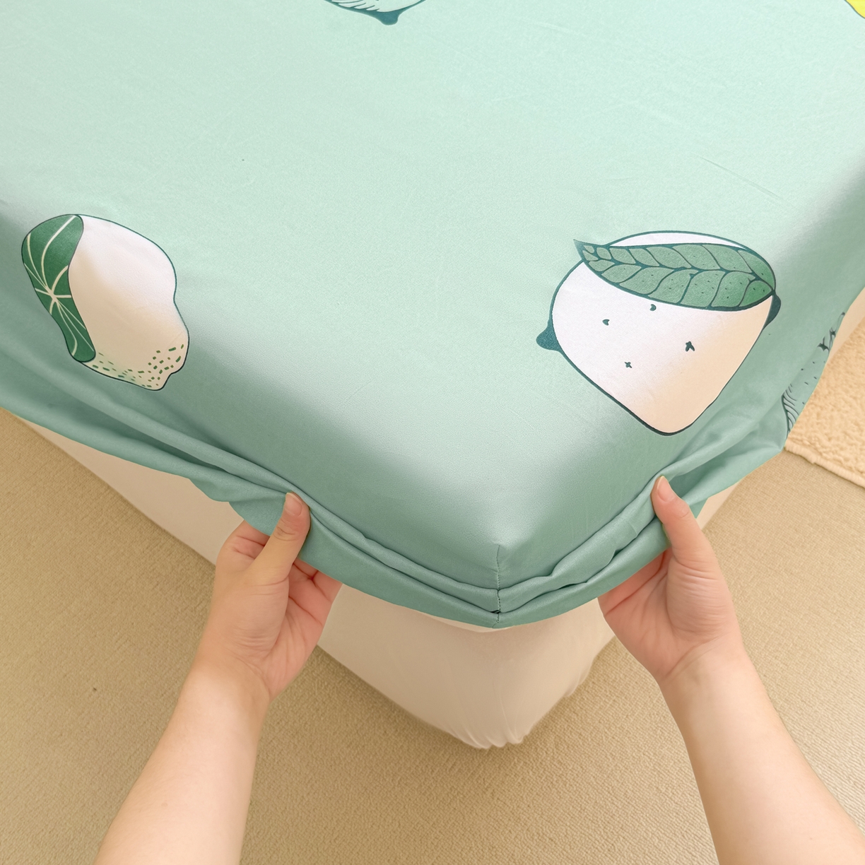 91家纺网 家纺一手货源 找家纺 赫然家纺 2026新款芦荟棉床笠三件套（床笠+枕套） 清新夏日