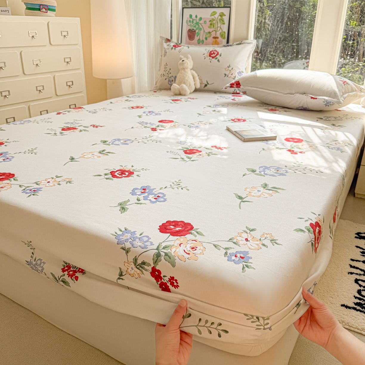 91家纺网 家纺一手货源 找家纺 赫然家纺 2026新款芦荟棉床笠三件套（床笠+枕套） 梦心语