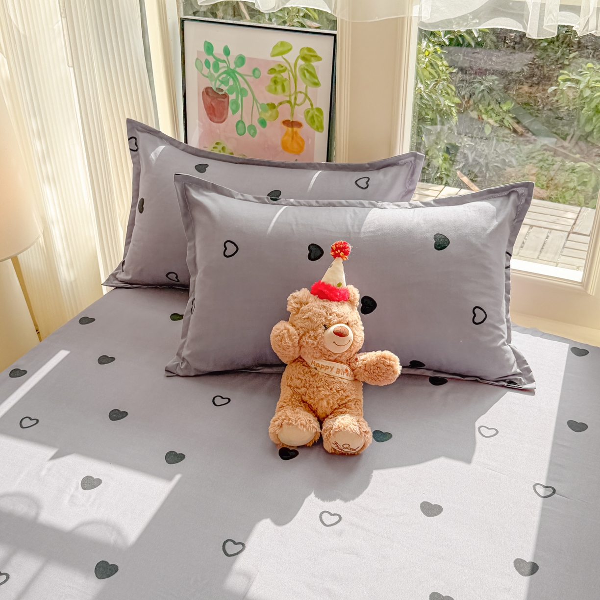 91家纺网 家纺一手货源 找家纺 赫然家纺 2026新款芦荟棉床笠三件套（床笠+枕套） 小幸运