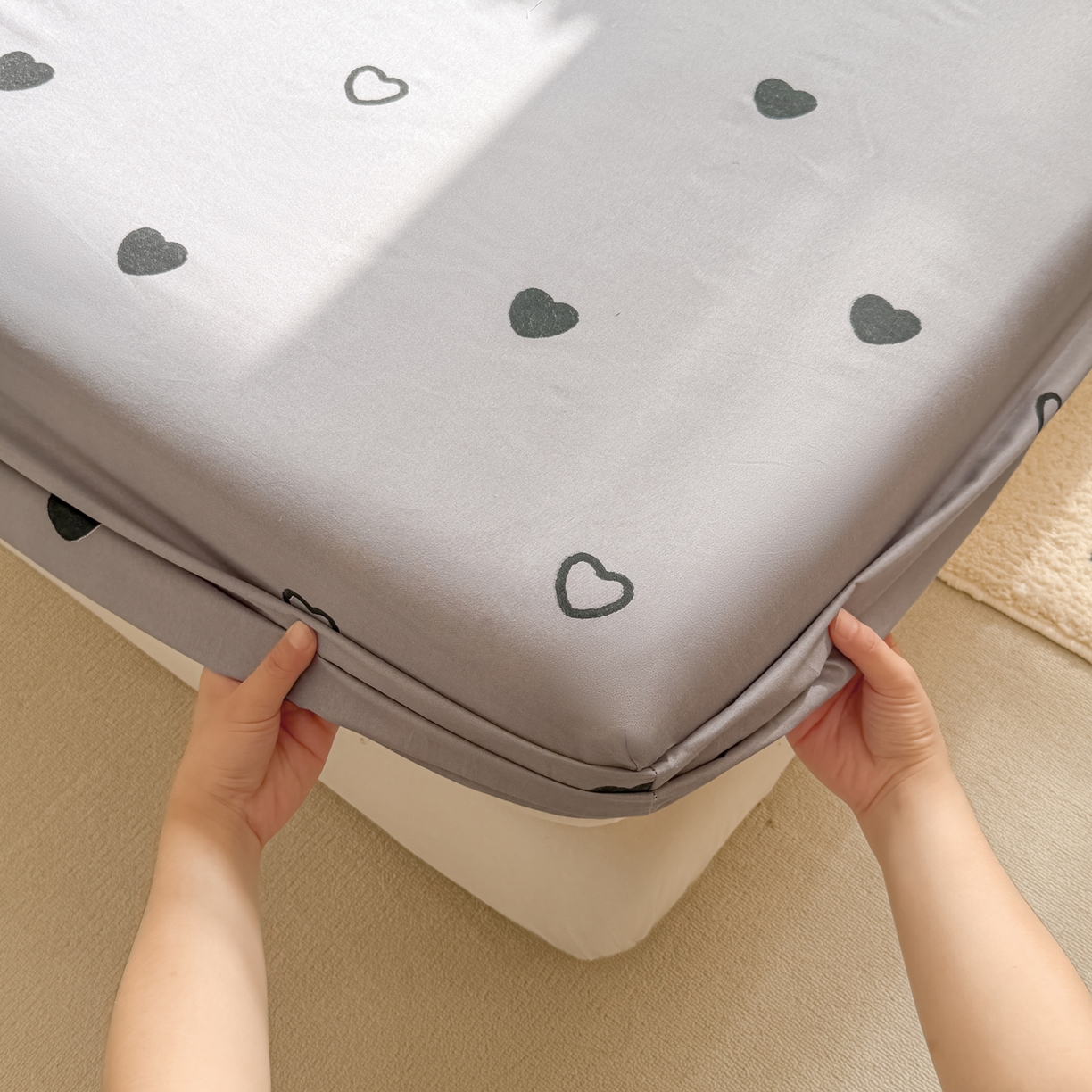 91家纺网 家纺一手货源 找家纺 赫然家纺 2026新款芦荟棉床笠三件套（床笠+枕套） 小幸运